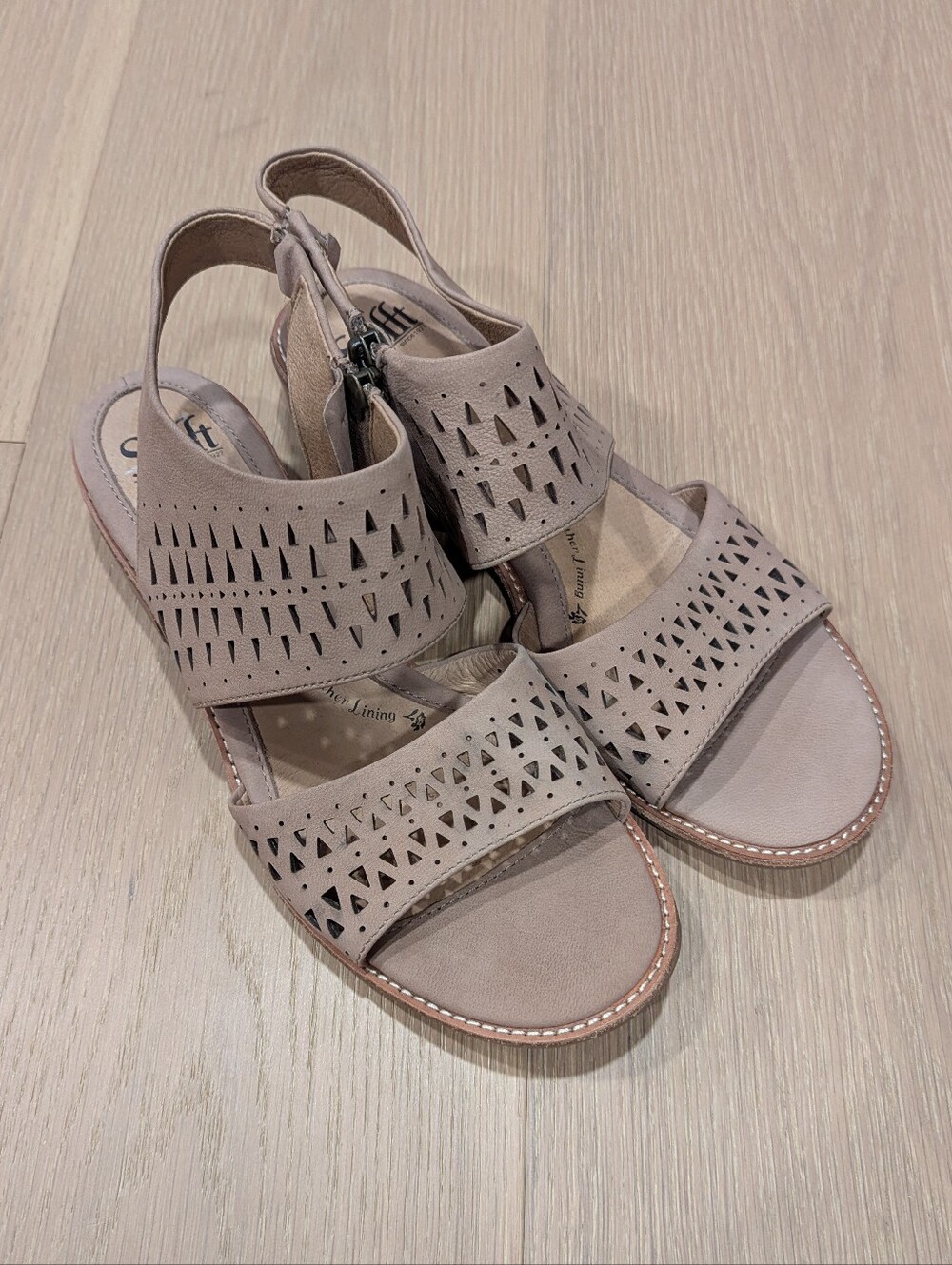 Women's Laser-Cut Slingback Sandals - Beige